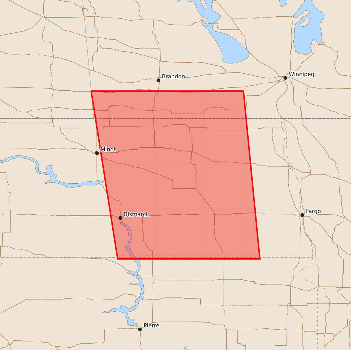 Risk area map for Watch 476 Outline