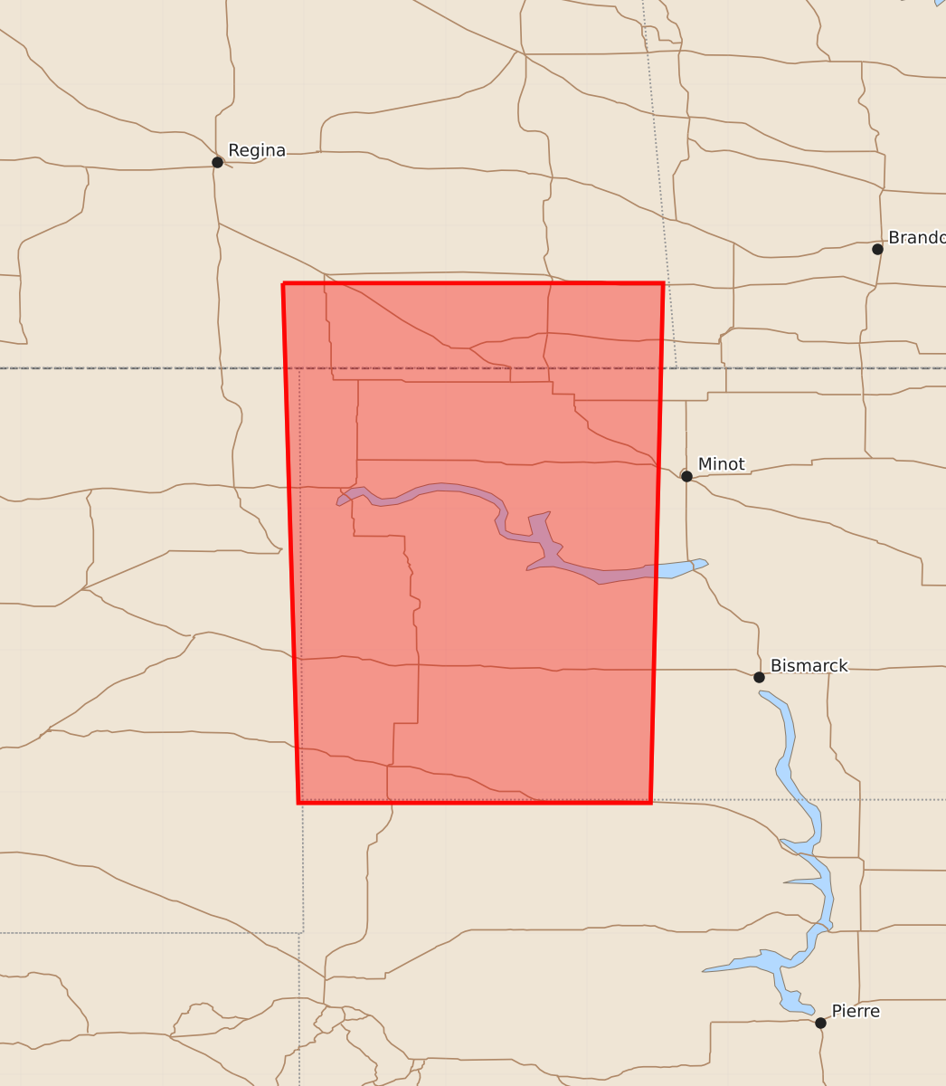 Risk area map for Watch 621 Outline