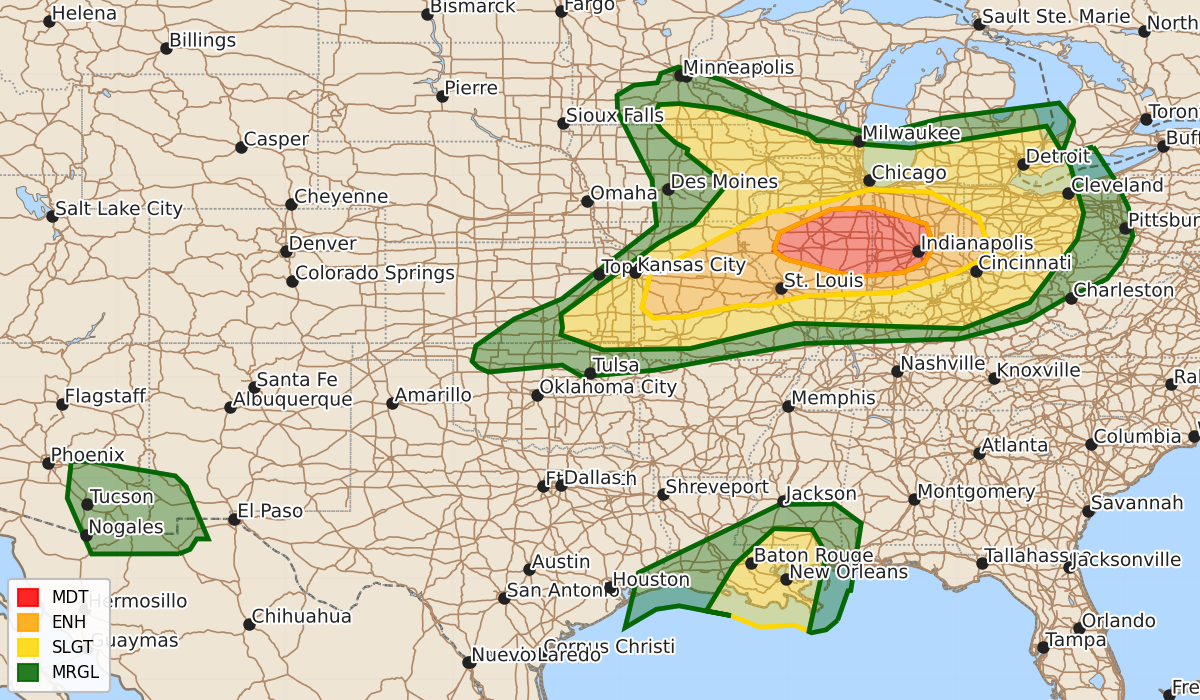 Risk area map for Day 1 Areal Outline
