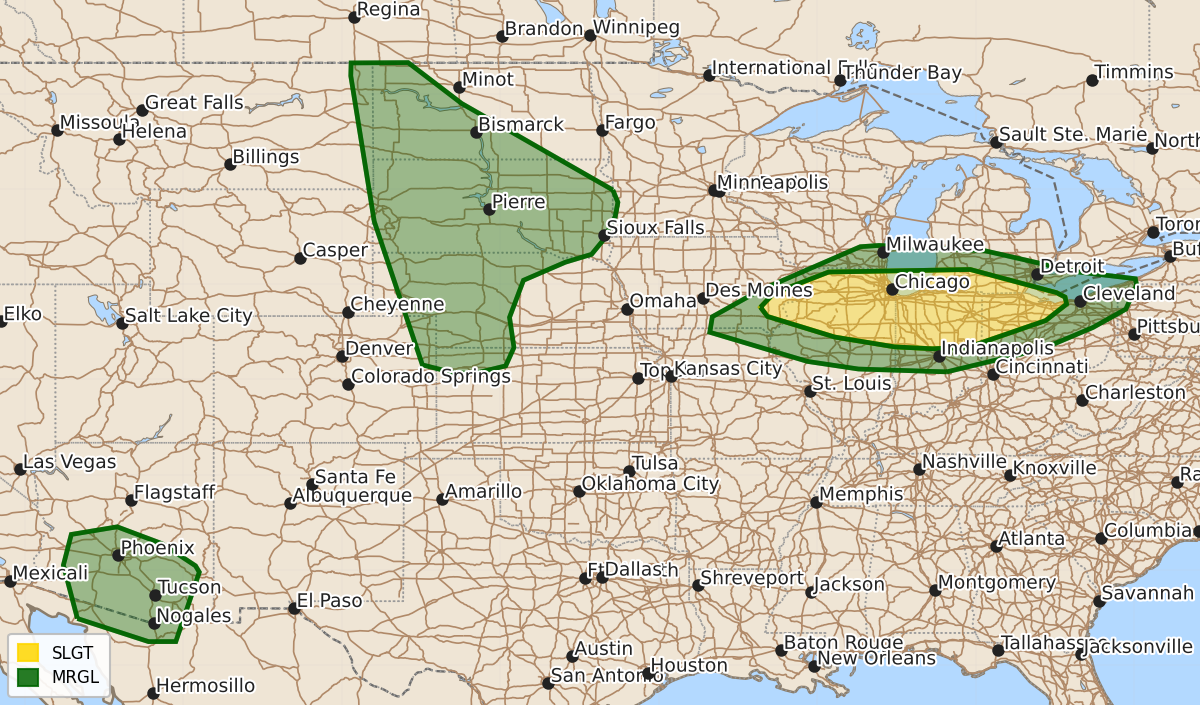 Risk area map for Day 1 Areal Outline