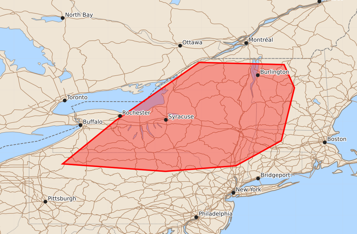 Risk area map for Mesoscale Discussion 1181