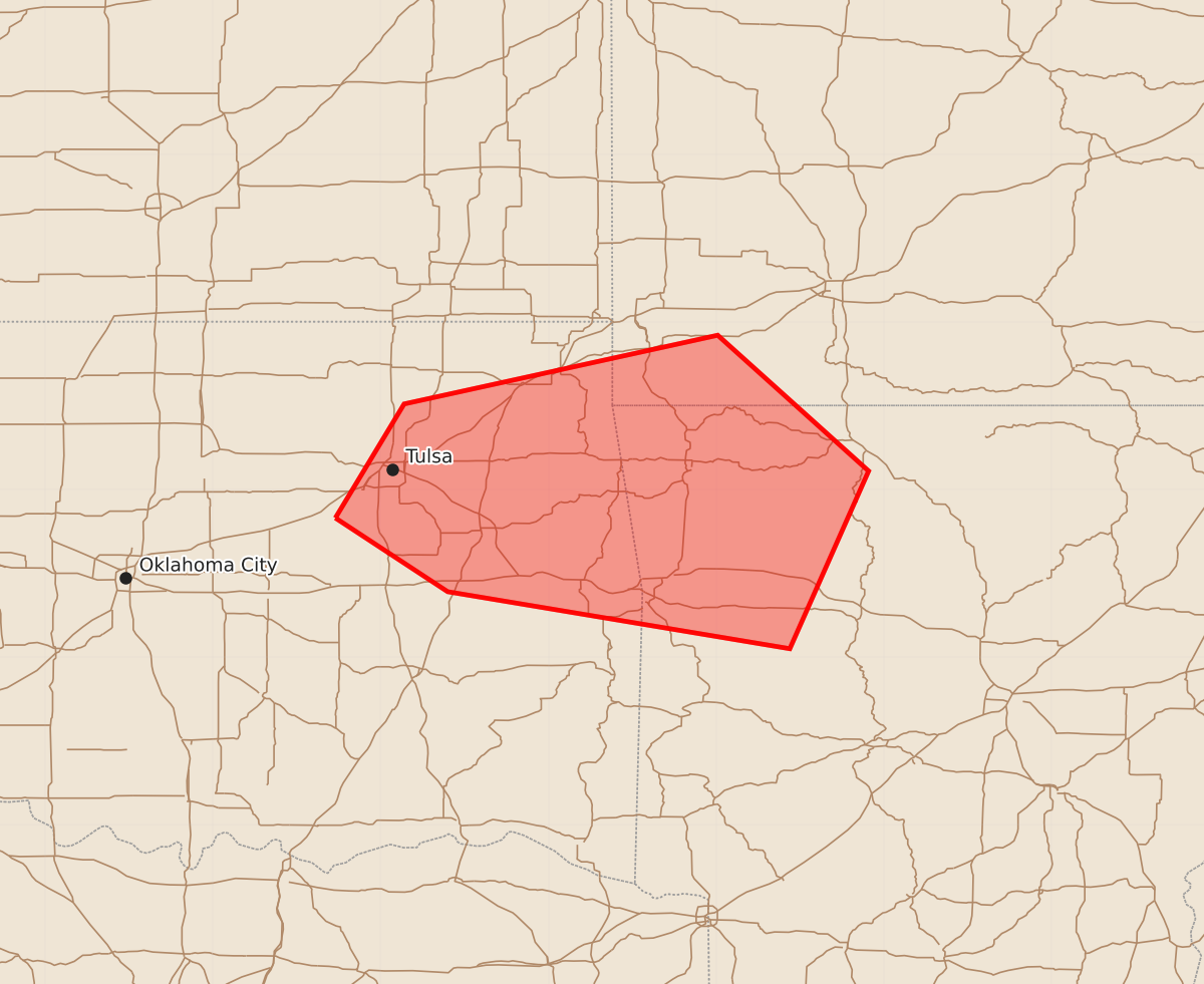Risk area map for Mesoscale Discussion 1135