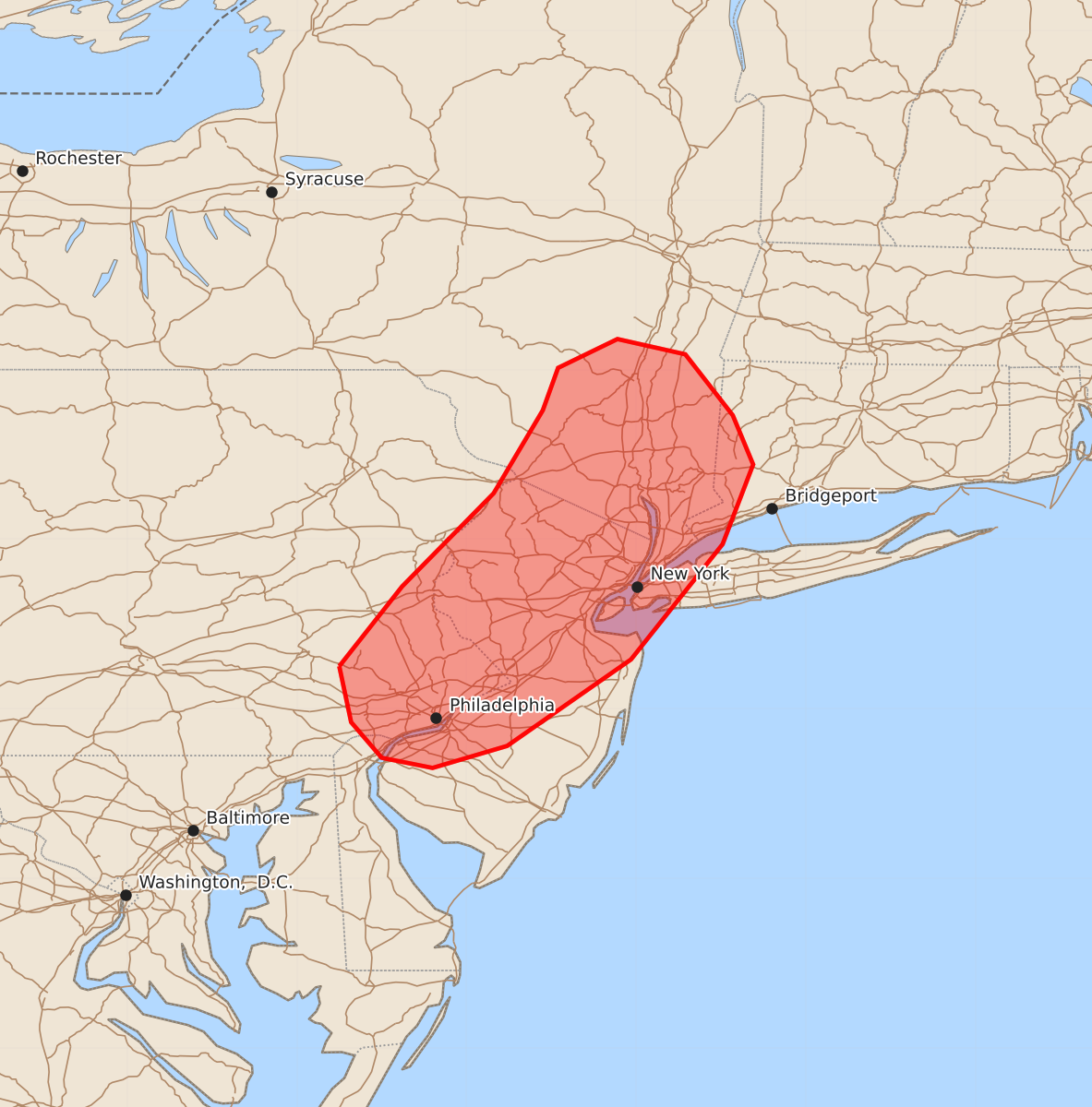 Risk area map for Mesoscale Discussion 1854