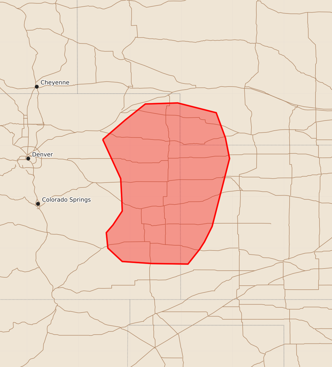 Risk area map for Mesoscale Discussion 1564