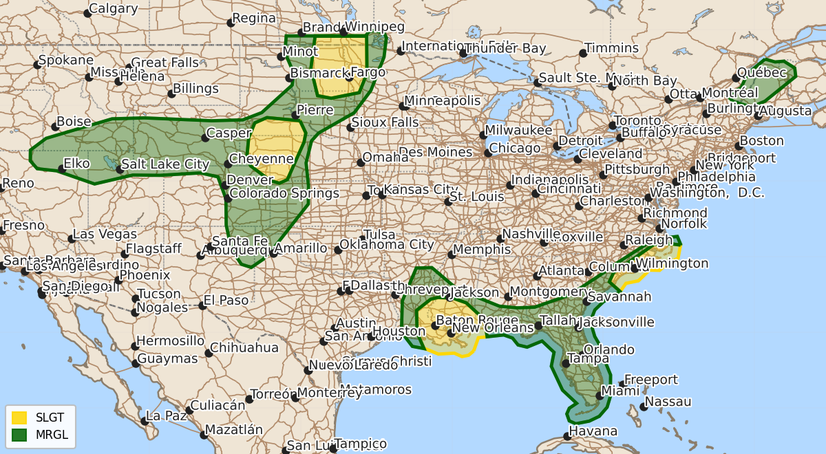 Risk area map for Day 1 Areal Outline