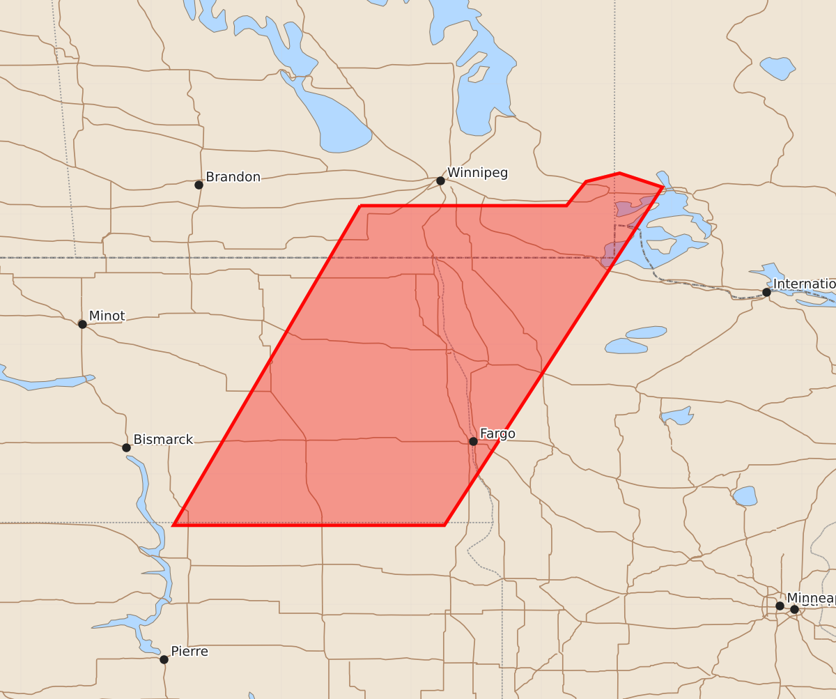 Risk area map for Watch 625 Outline