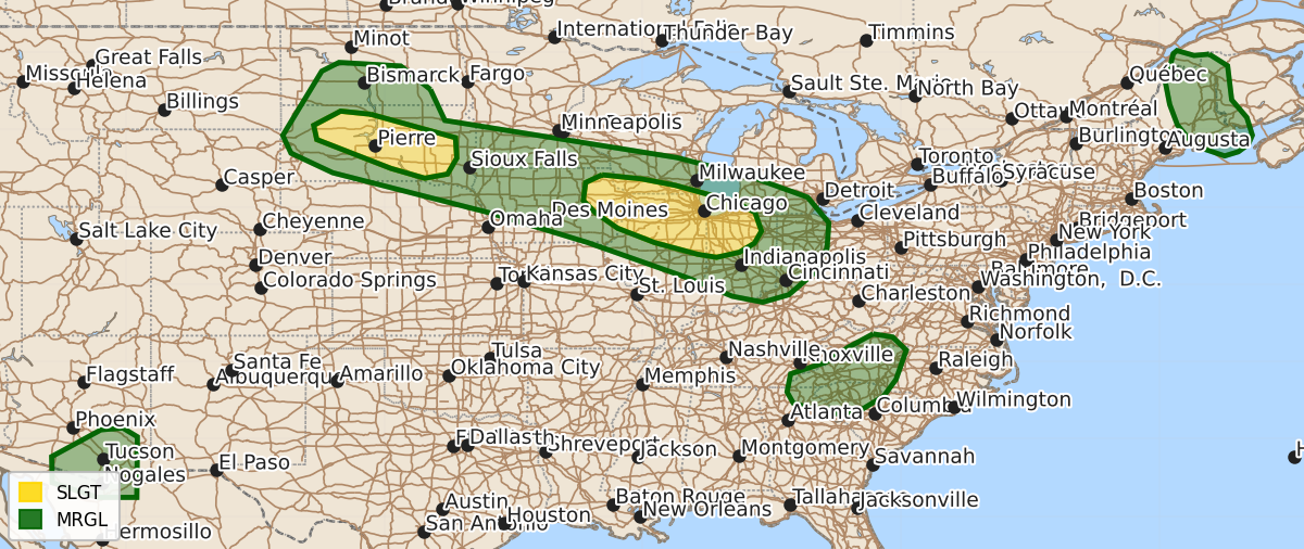 Risk area map for Day 2 Areal Outline