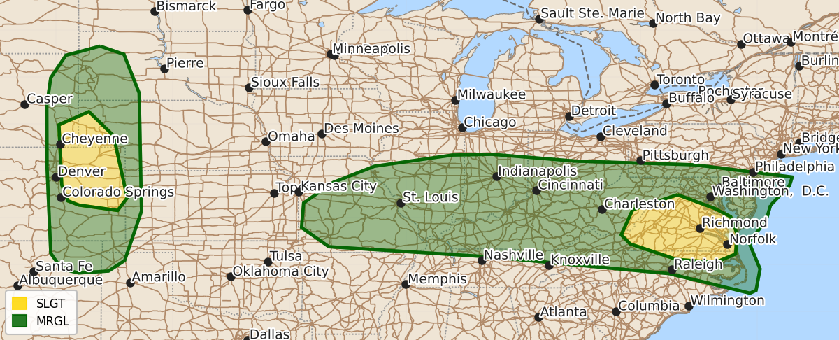 Risk area map for Day 3 Areal Outline