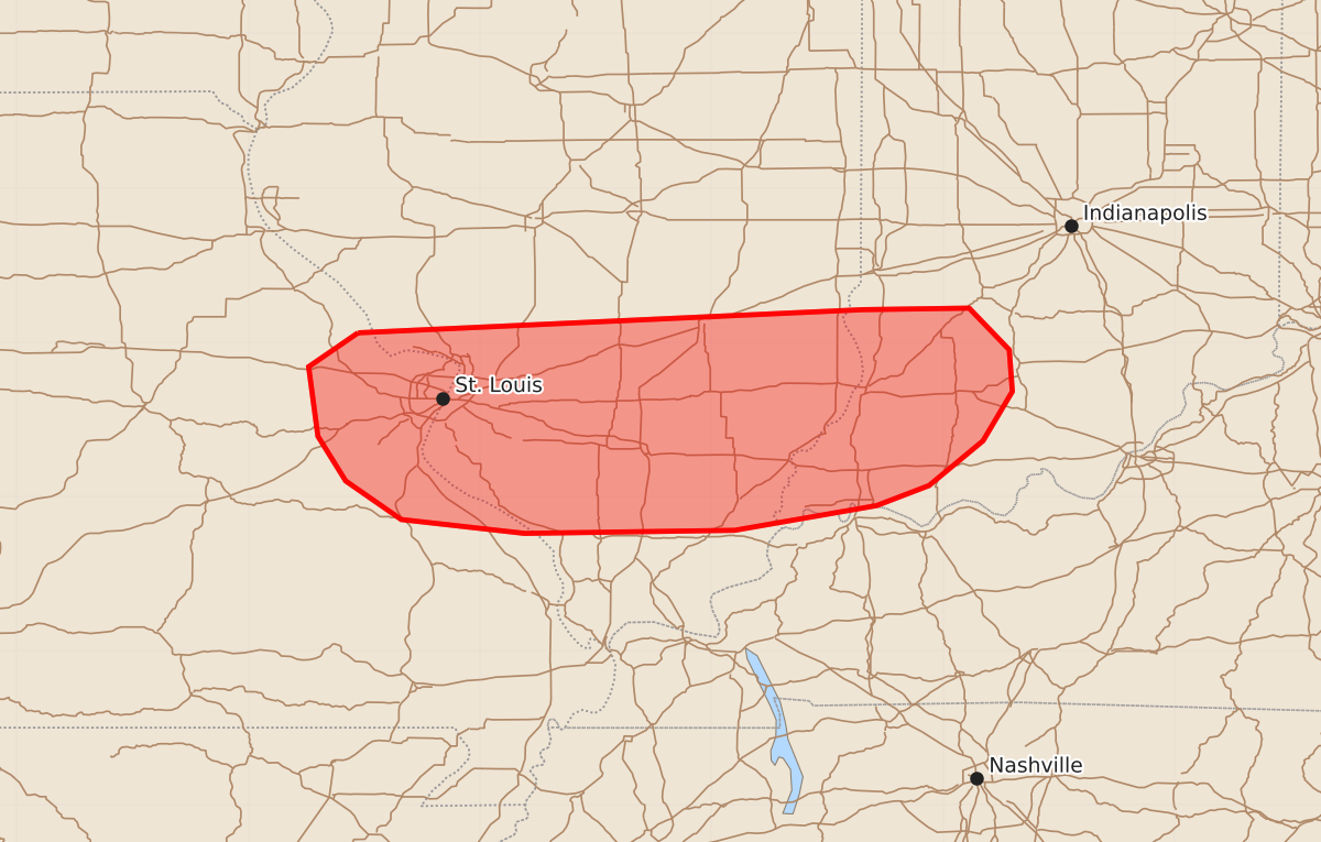 Risk area map for Mesoscale Discussion 1310