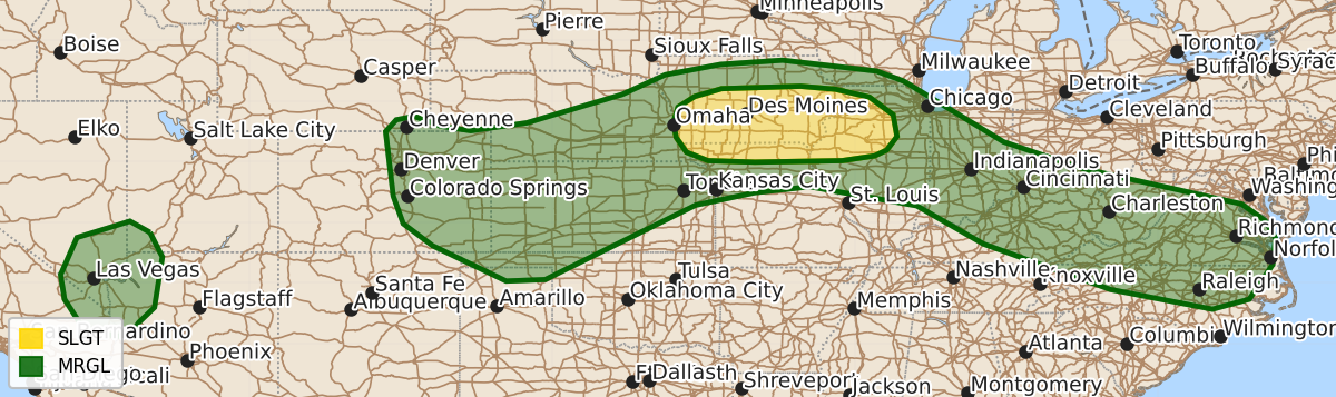 Risk area map for Day 1 Areal Outline