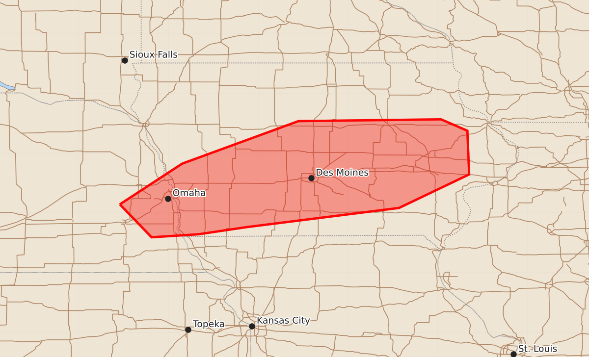 Risk area map for Mesoscale Discussion 2270