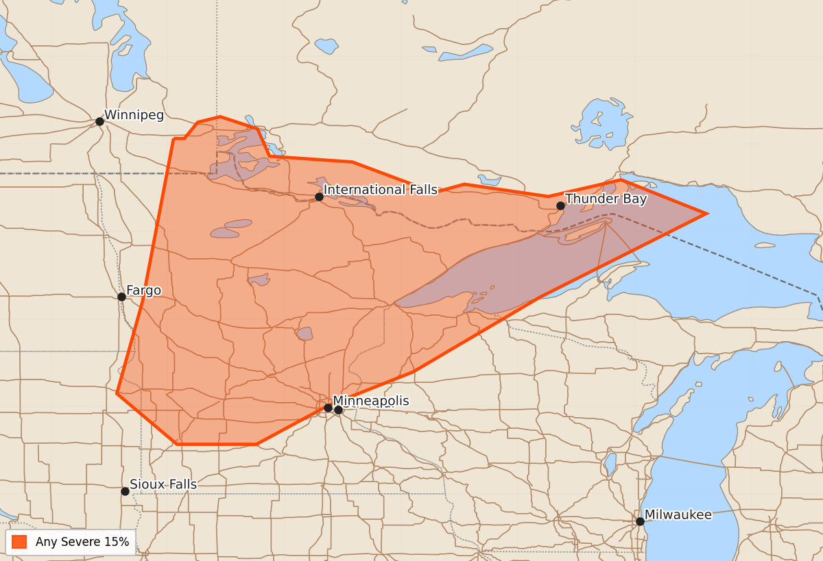 Risk area map for Day 4-8 Convective Outlook