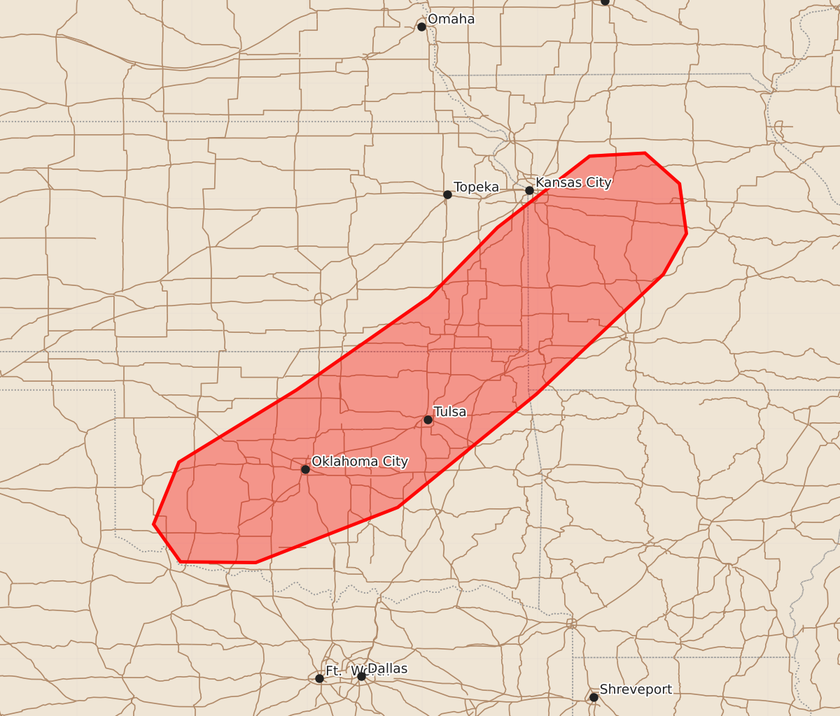 Risk area map for Mesoscale Discussion 1090