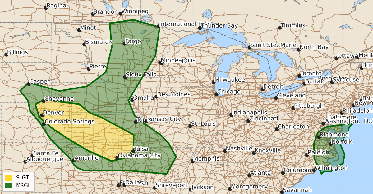 Risk area map for Day 2 Areal Outline