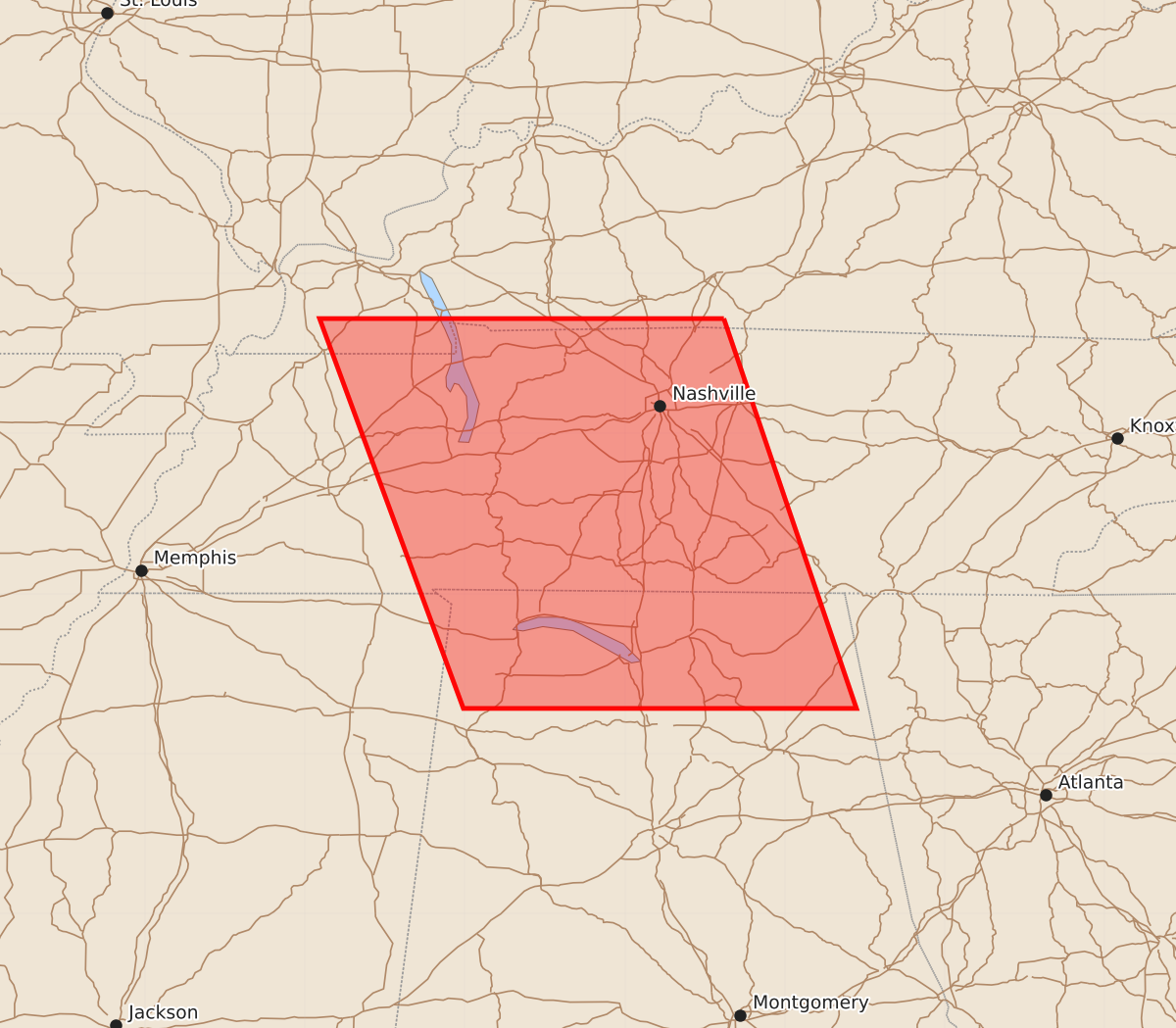 Risk area map for Watch 438 Outline