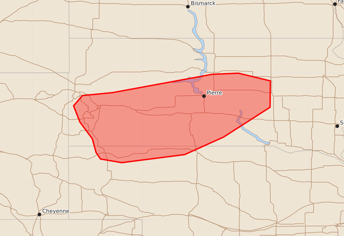 Risk area map for Mesoscale Discussion 1534