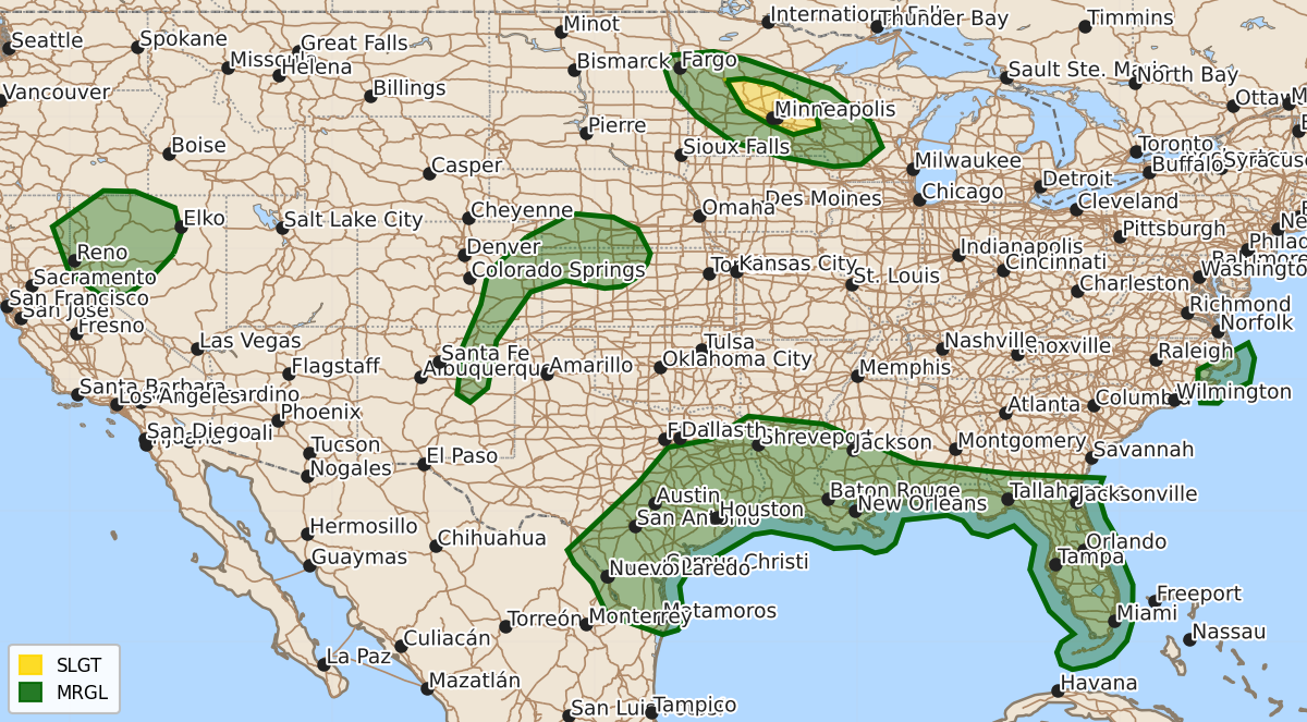 Risk area map for Day 1 Areal Outline