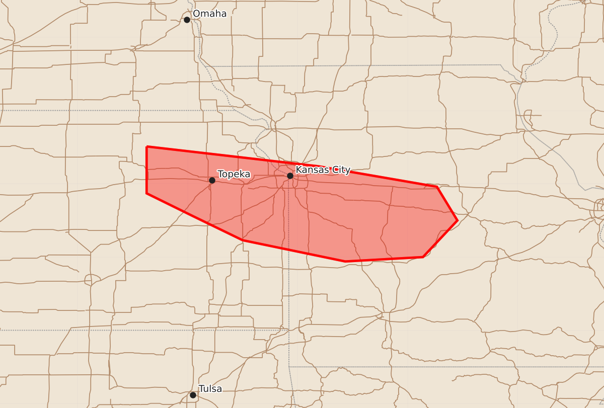 Risk area map for Mesoscale Discussion 2034