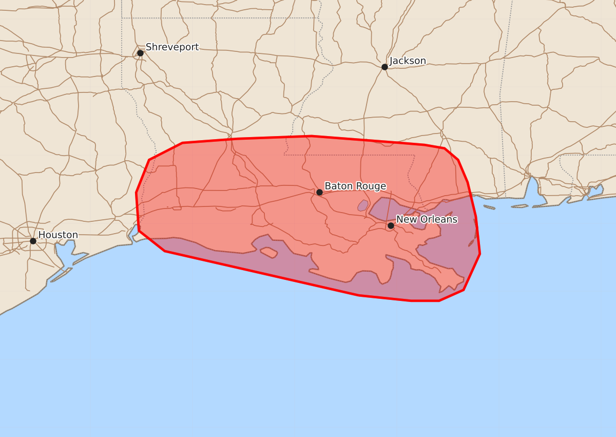 Risk area map for Mesoscale Discussion 2098