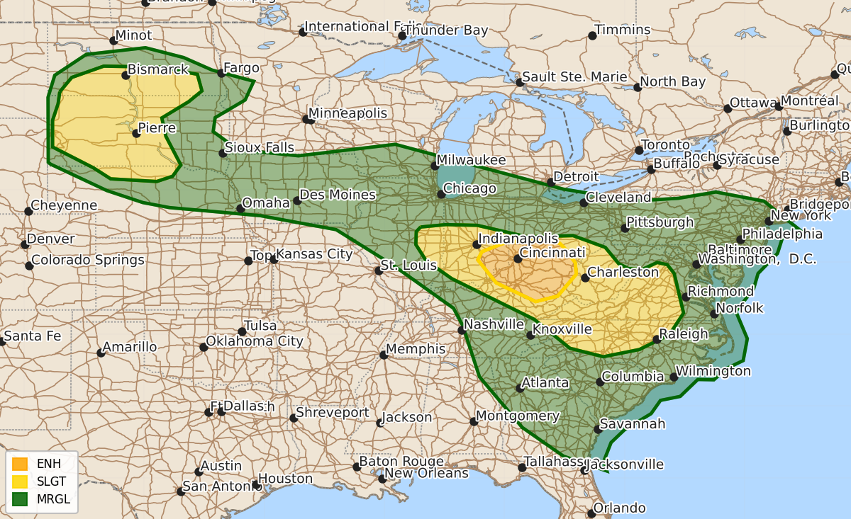 Risk area map for Day 1 Areal Outline