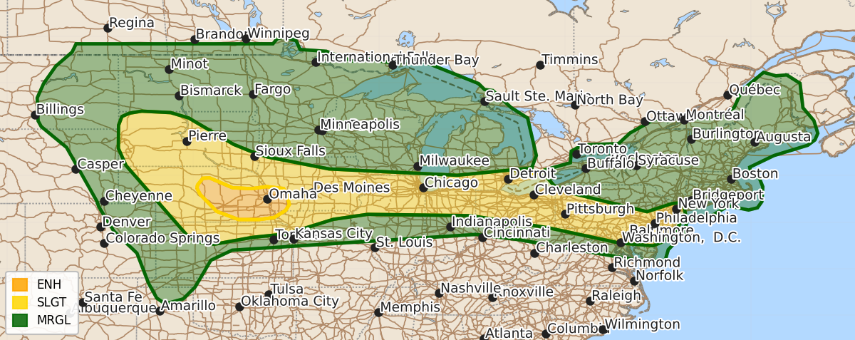 Risk area map for Day 1 Areal Outline