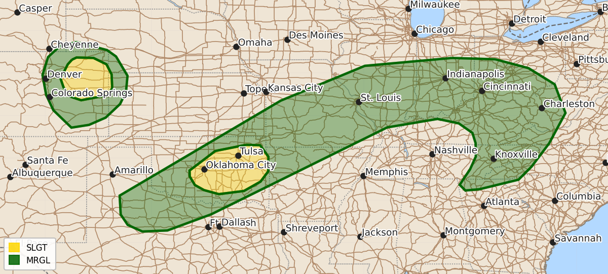 Risk area map for Day 2 Areal Outline