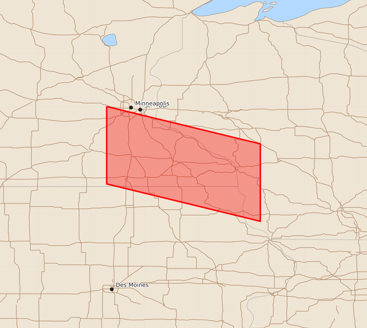 Risk area map for Watch 341 Outline
