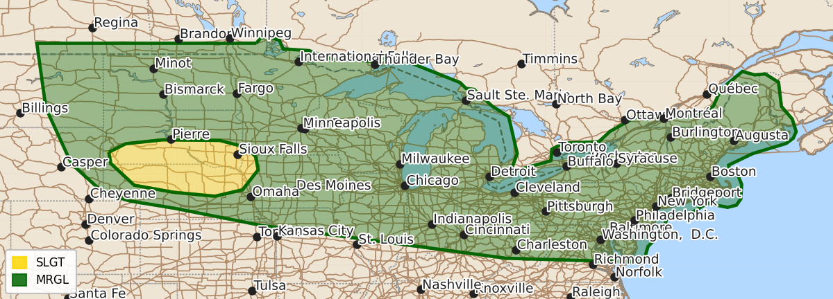 Risk area map for Day 3 Areal Outline