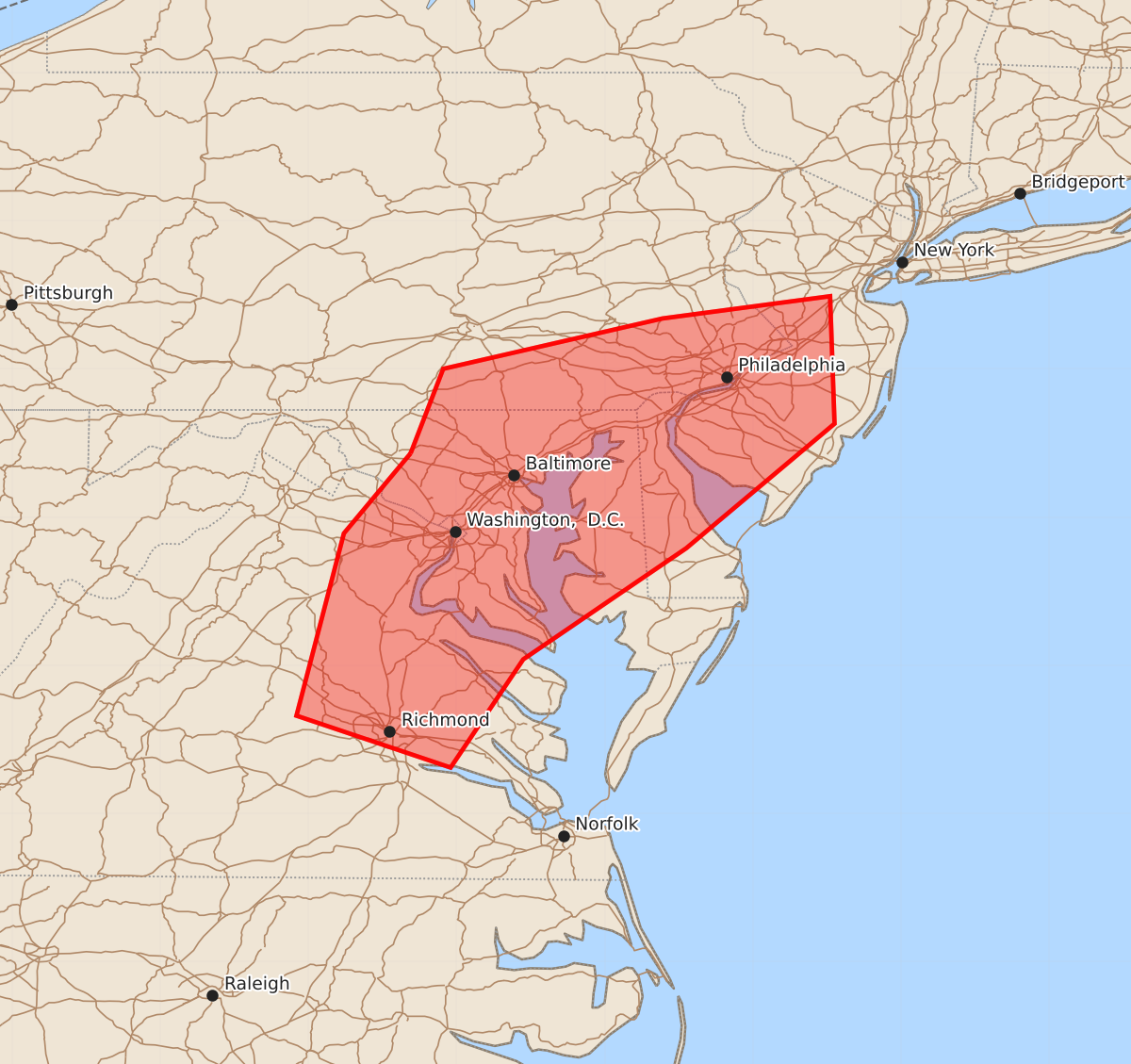 Risk area map for Mesoscale Discussion 2052