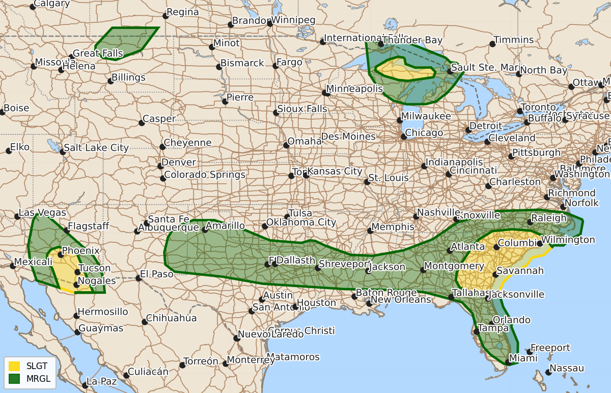 Risk area map for Day 1 Areal Outline