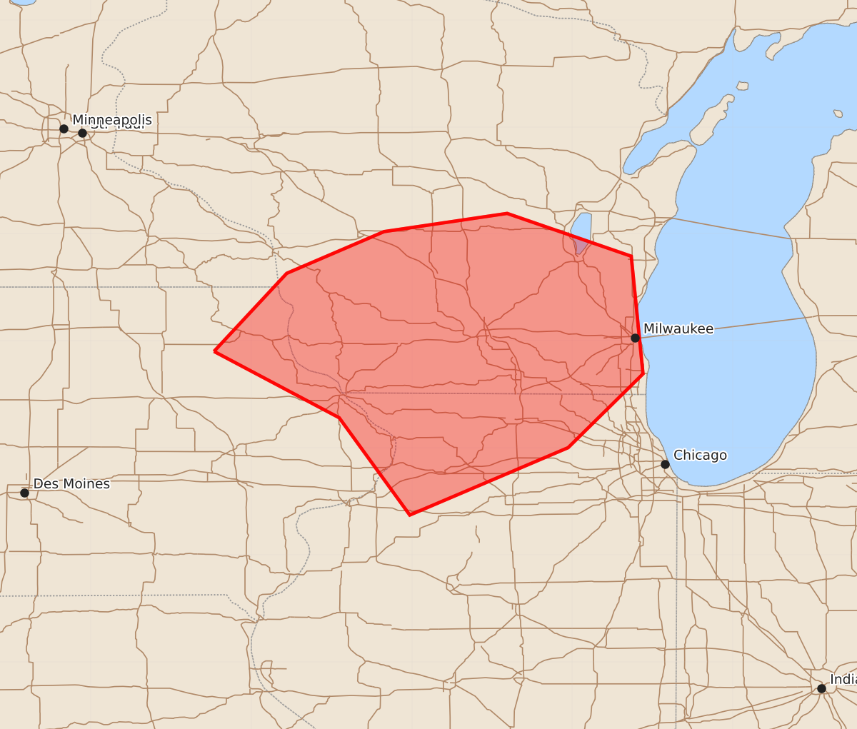 Risk area map for Mesoscale Discussion 1066