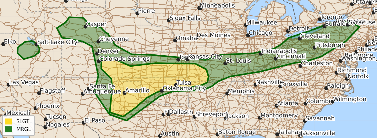 Risk area map for Day 1 Areal Outline