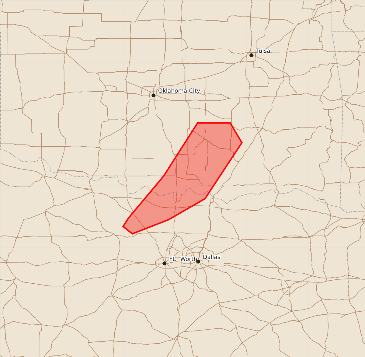 Risk area map for Mesoscale Discussion 2343