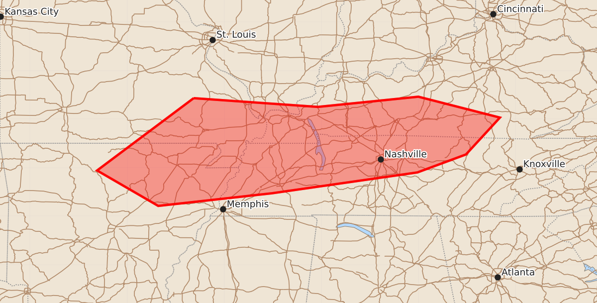 Risk area map for Mesoscale Discussion 2279