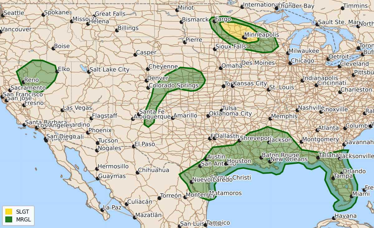Risk area map for Day 1 Areal Outline