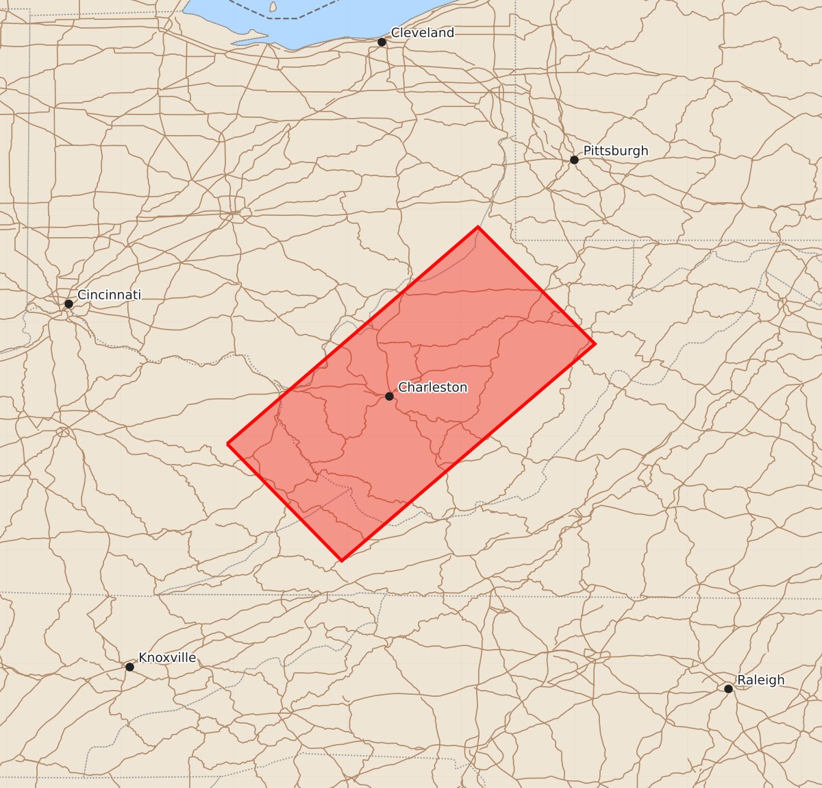 Risk area map for Watch 566 Outline