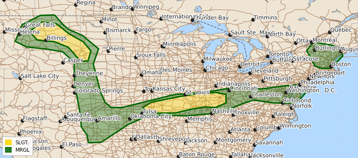 Risk area map for Day 1 Areal Outline