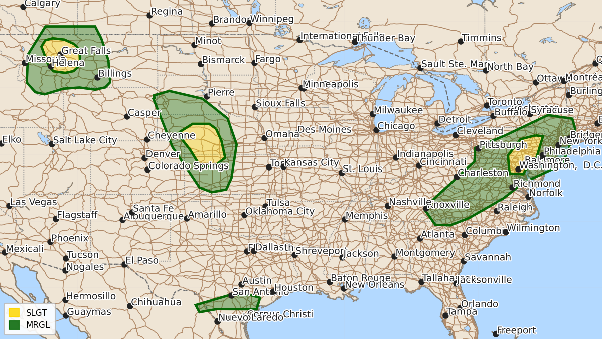 Risk area map for Day 1 Areal Outline