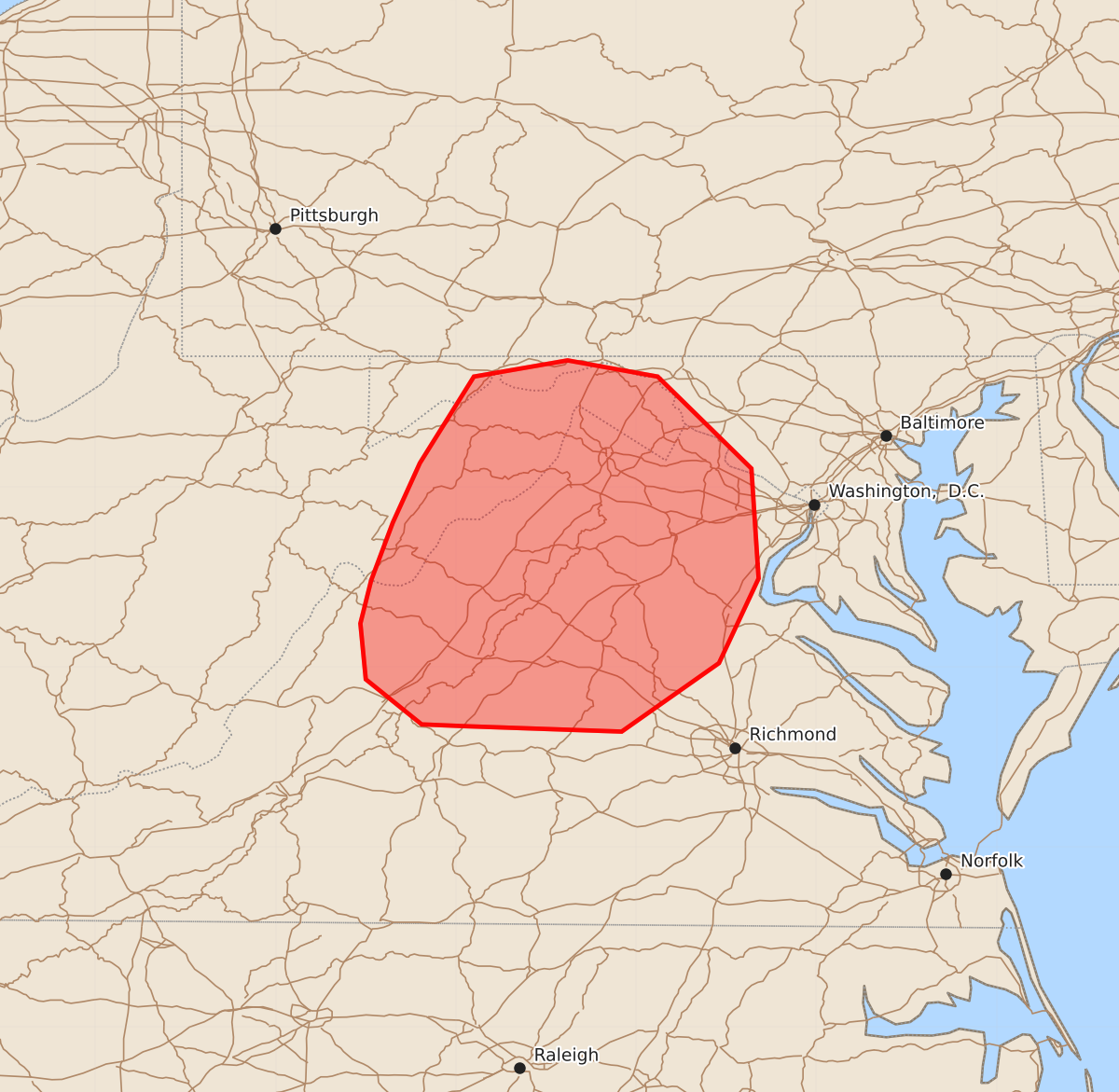 Risk area map for Mesoscale Discussion 2083