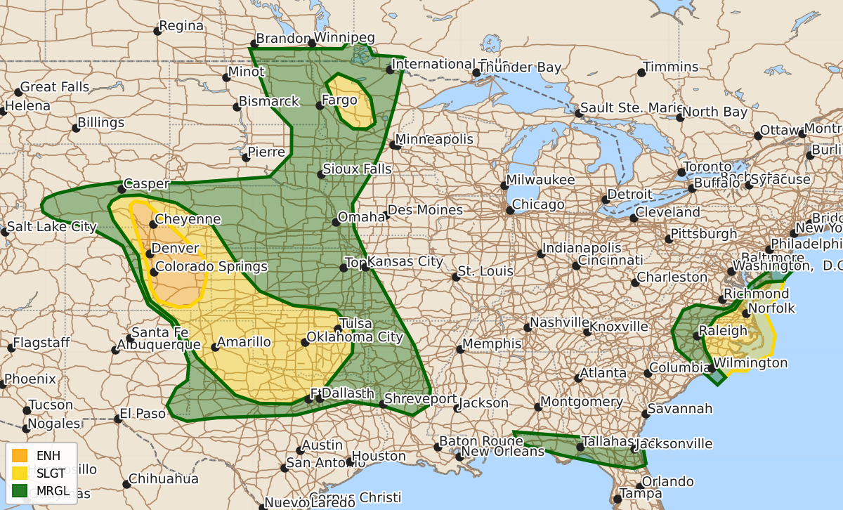 Risk area map for Day 1 Areal Outline