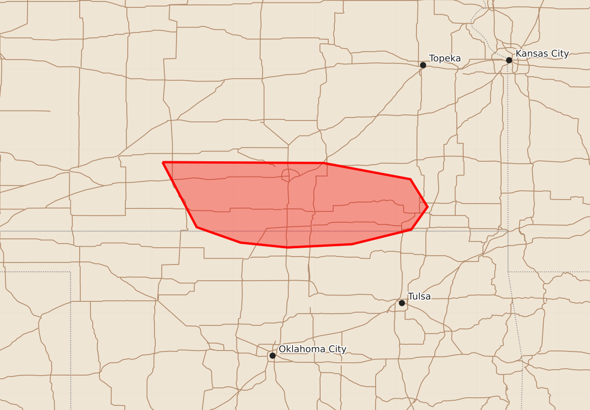 Risk area map for Mesoscale Discussion 2291