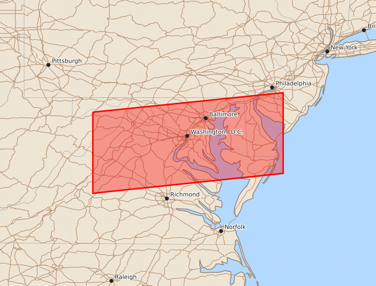 Risk area map for Watch 474 Outline