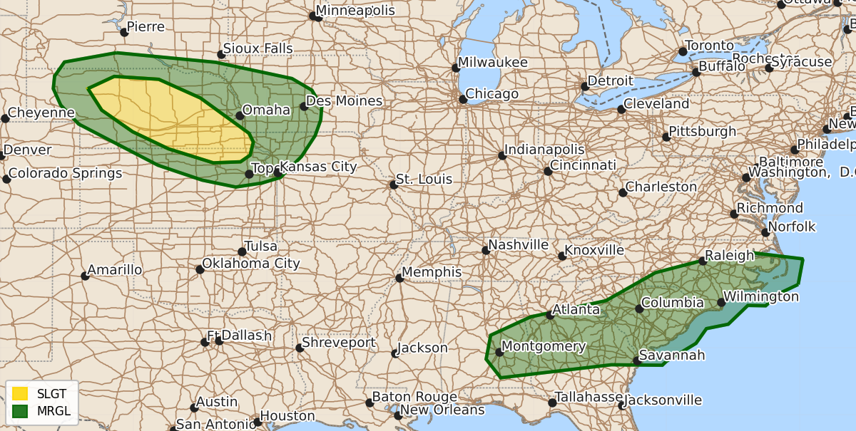 Risk area map for Day 3 Areal Outline