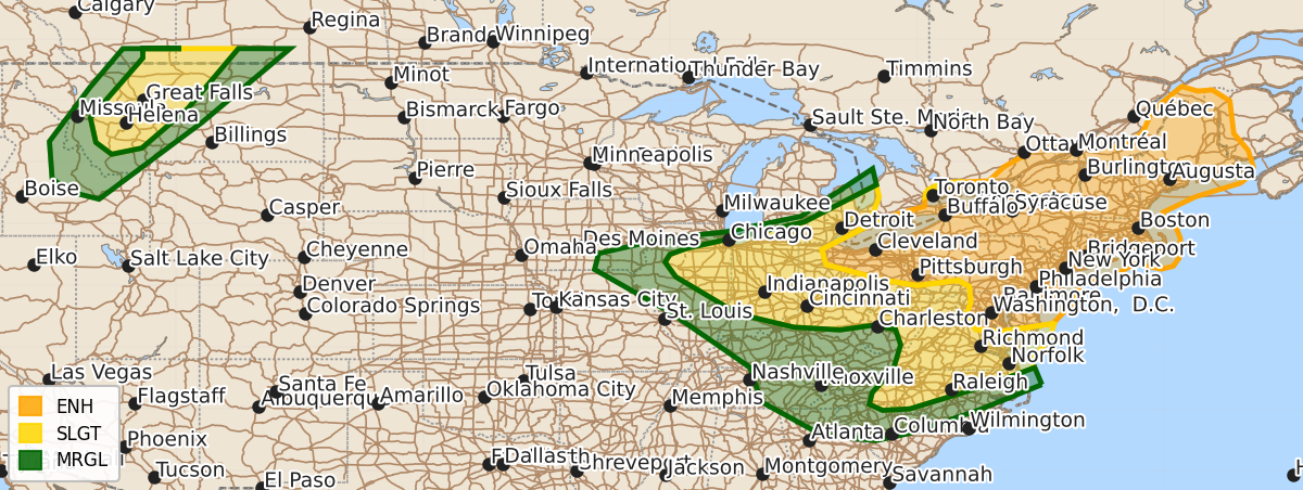 Risk area map for Day 1 Areal Outline