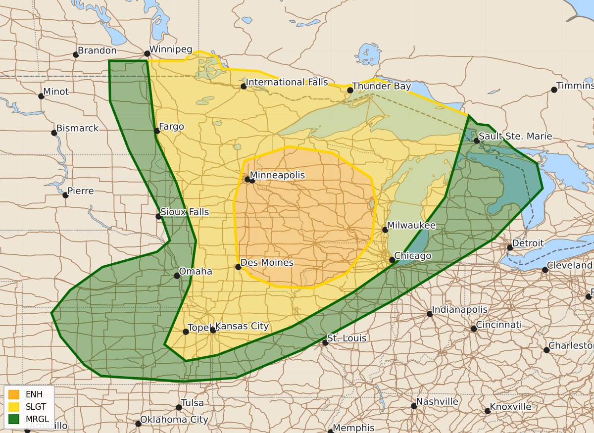 Risk area map for Day 3 Convective Outlook