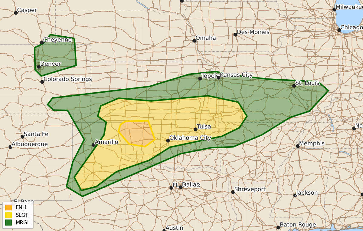 Risk area map for Day 1 Areal Outline