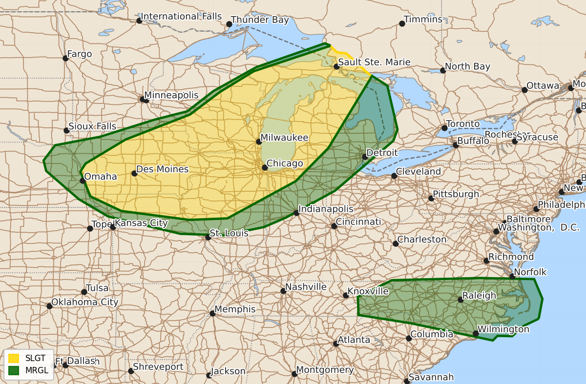 Risk area map for Day 1 Areal Outline