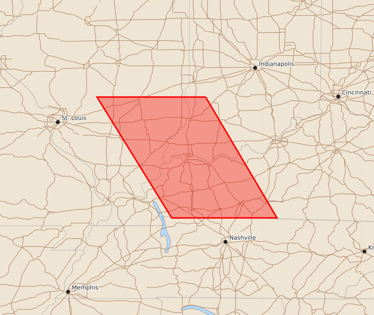 Risk area map for Watch 516 Outline