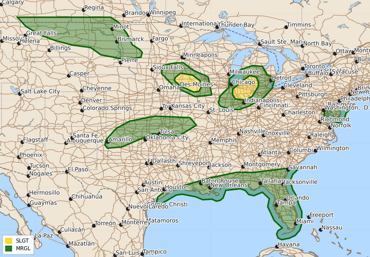 Risk area map for Day 1 Areal Outline