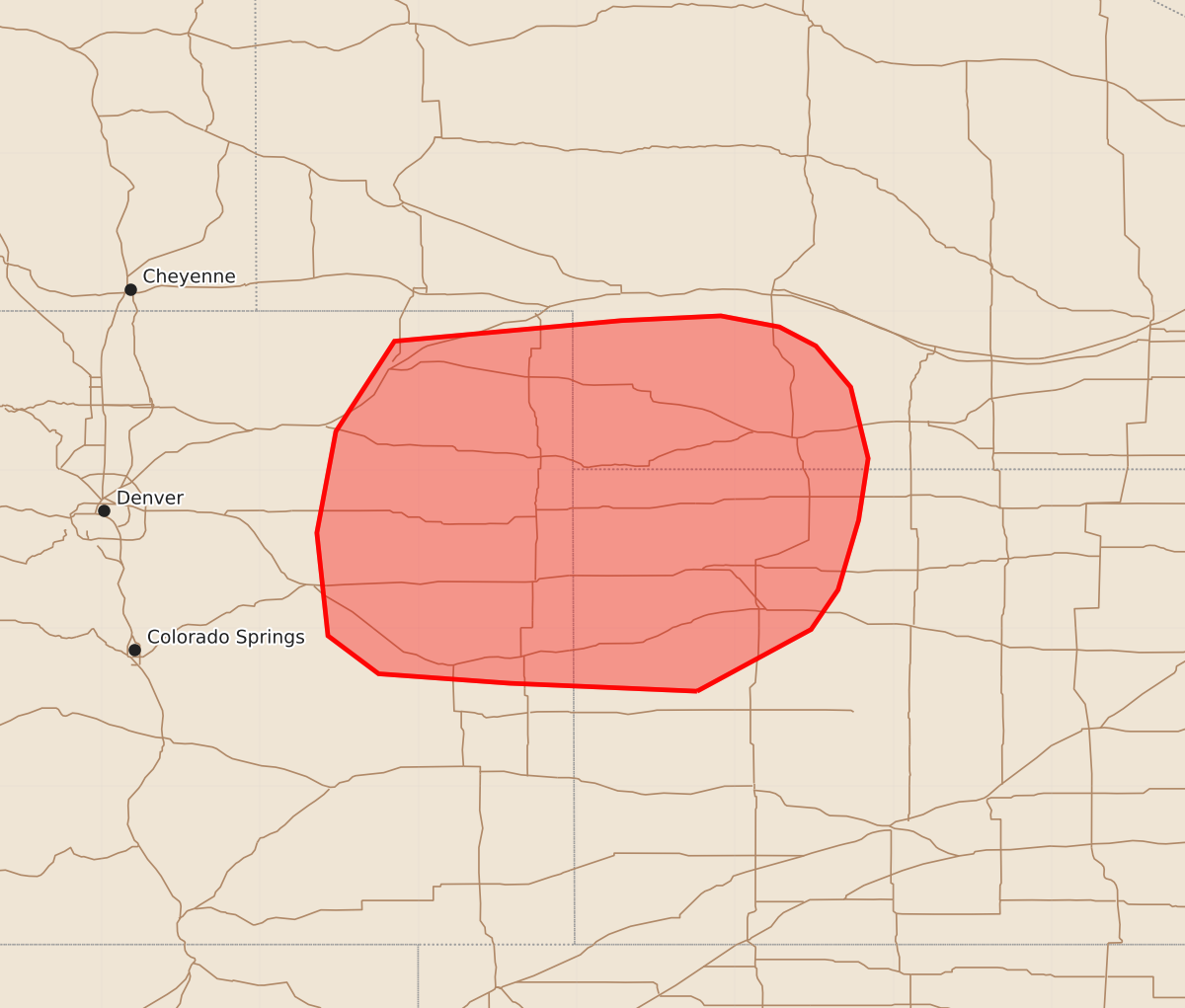 Risk area map for Mesoscale Discussion 1551